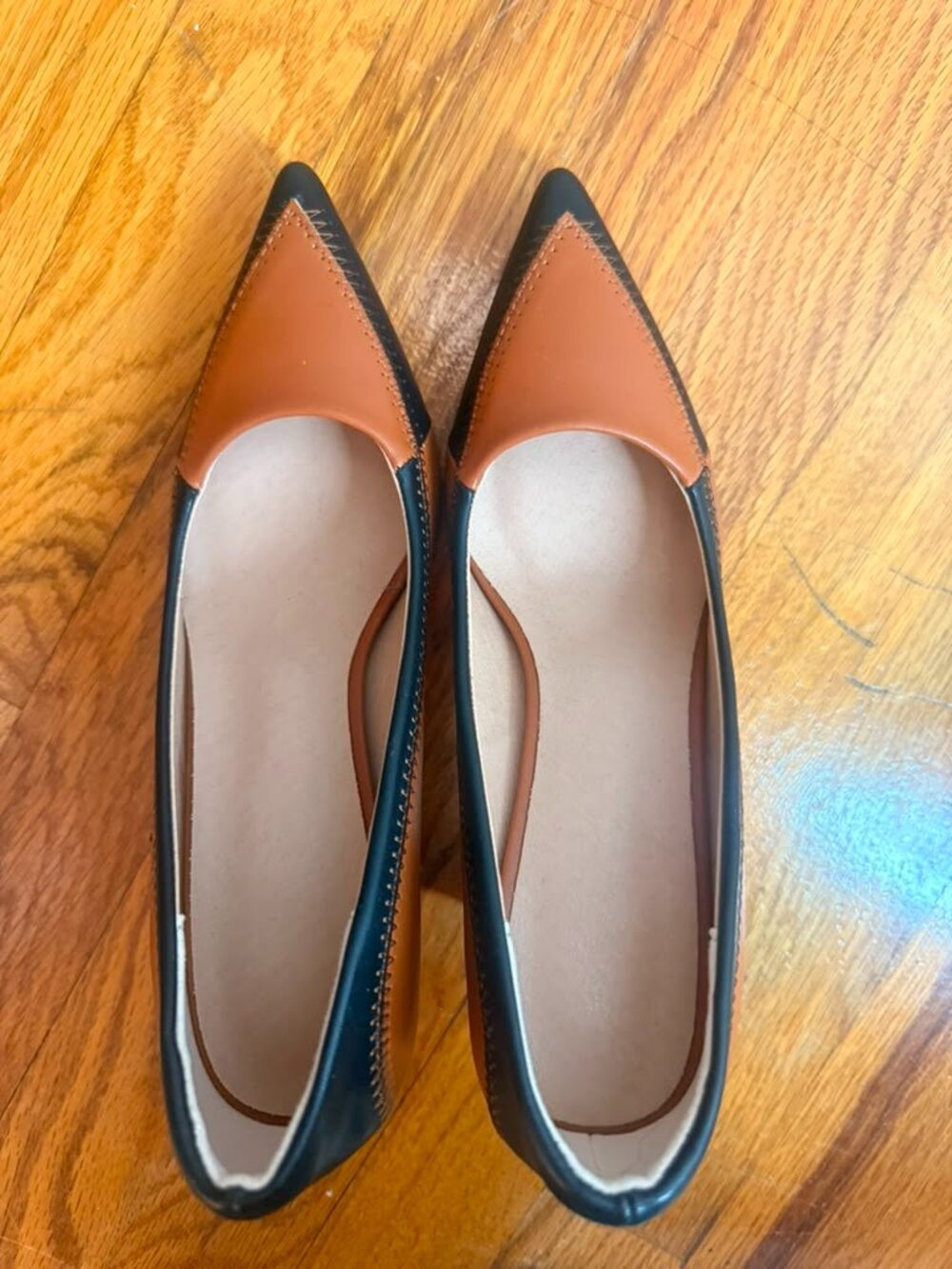 Women's Brown & Black Pointed Toe Block Heel Pumps | Size 36 | New - Picture 2 of 4